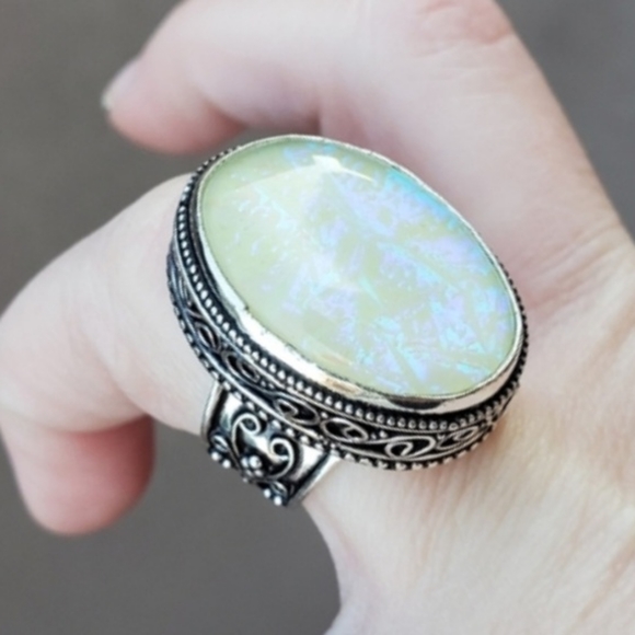 New Dichroic Glass 925 Silver Ring. - Picture 16 of 16